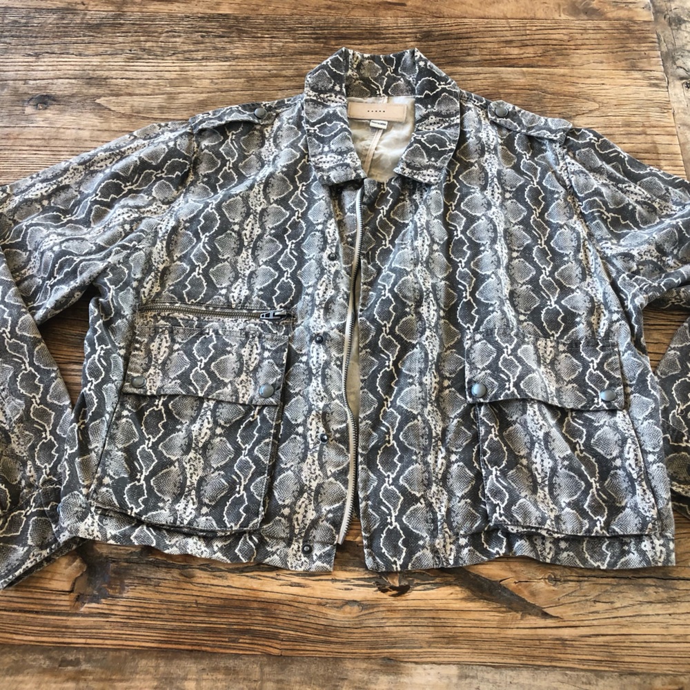 Blank NYC Charcoal Gray and Khaki Snake Print Jacket L